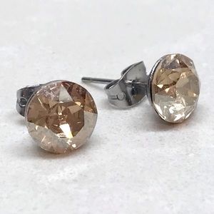 Shimmering tan/beige stone stud earrings